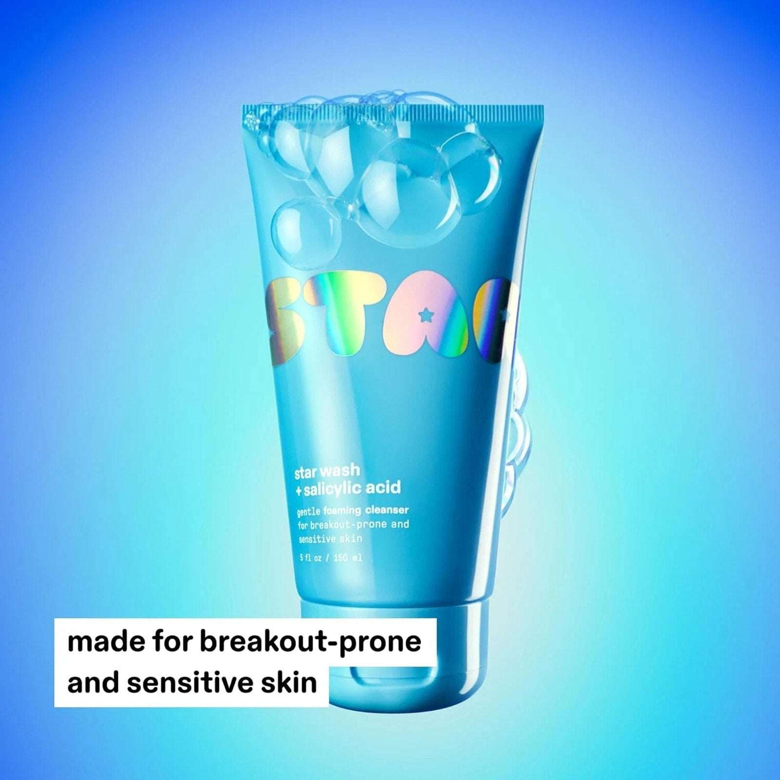 Starface Star Wash + Salicylic Acid Foaming Facial Cleanser for Breakout-Prone