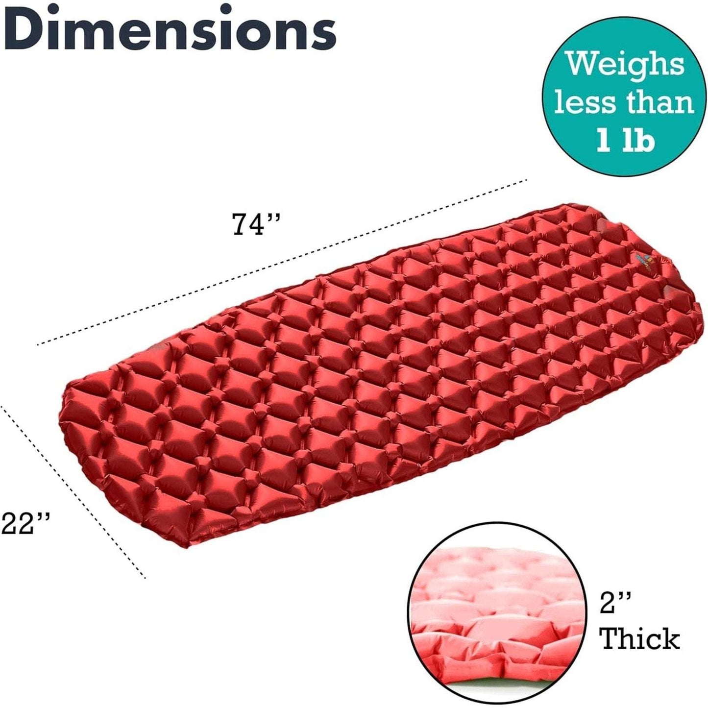 Sleepingo Sleeping Pad Ultralight Camping Waterproof Mat Inflatable Mattress RED