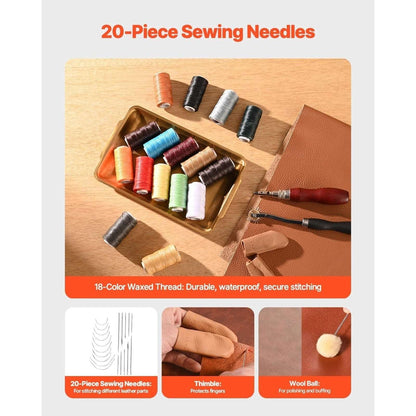 VEVOR Leather Working Tools Kit 92PC Engraving Punching Stamping Sewing w/ Case