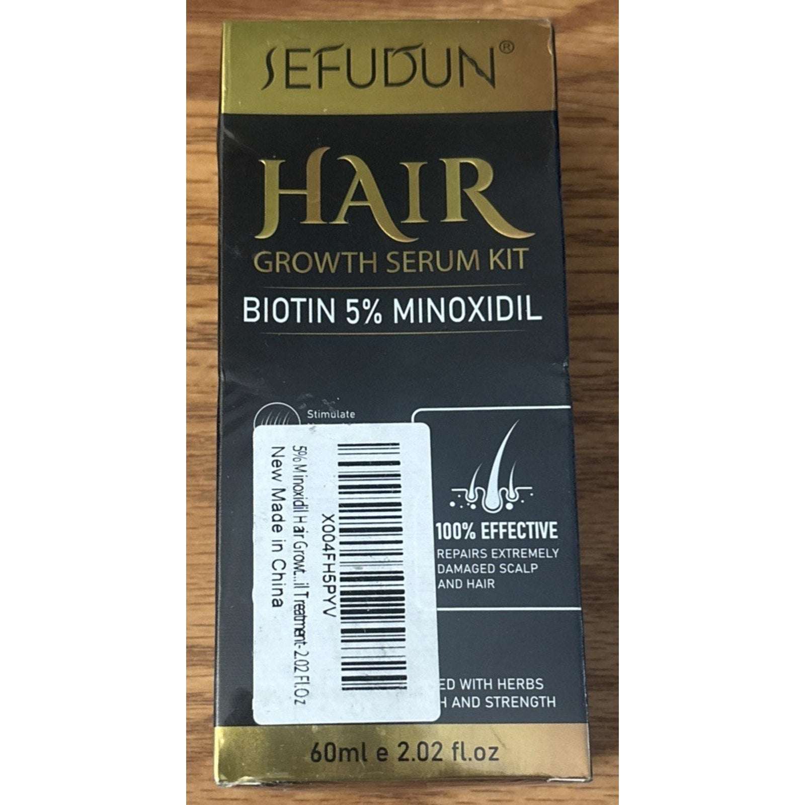 SEFUDUN Hair Growth Serum Kit W/ Biotin & Minoxidil 5% 2.02 fl oz 100% Effective