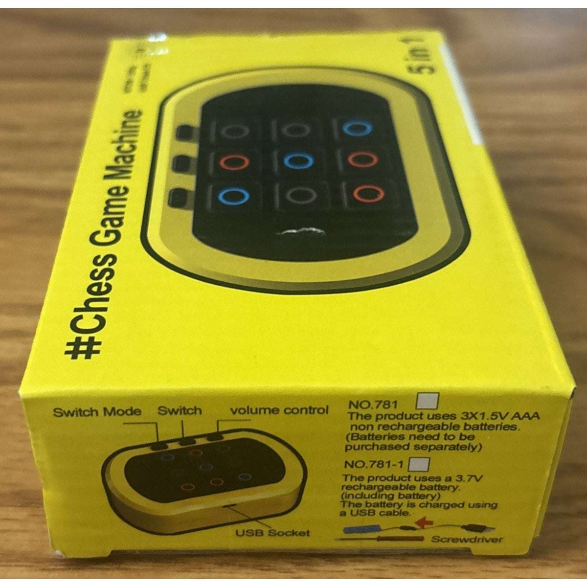Electronic Tic-Tac-Toe 5-in-1 Games Rechargeable Handheld Console Ages 6-12