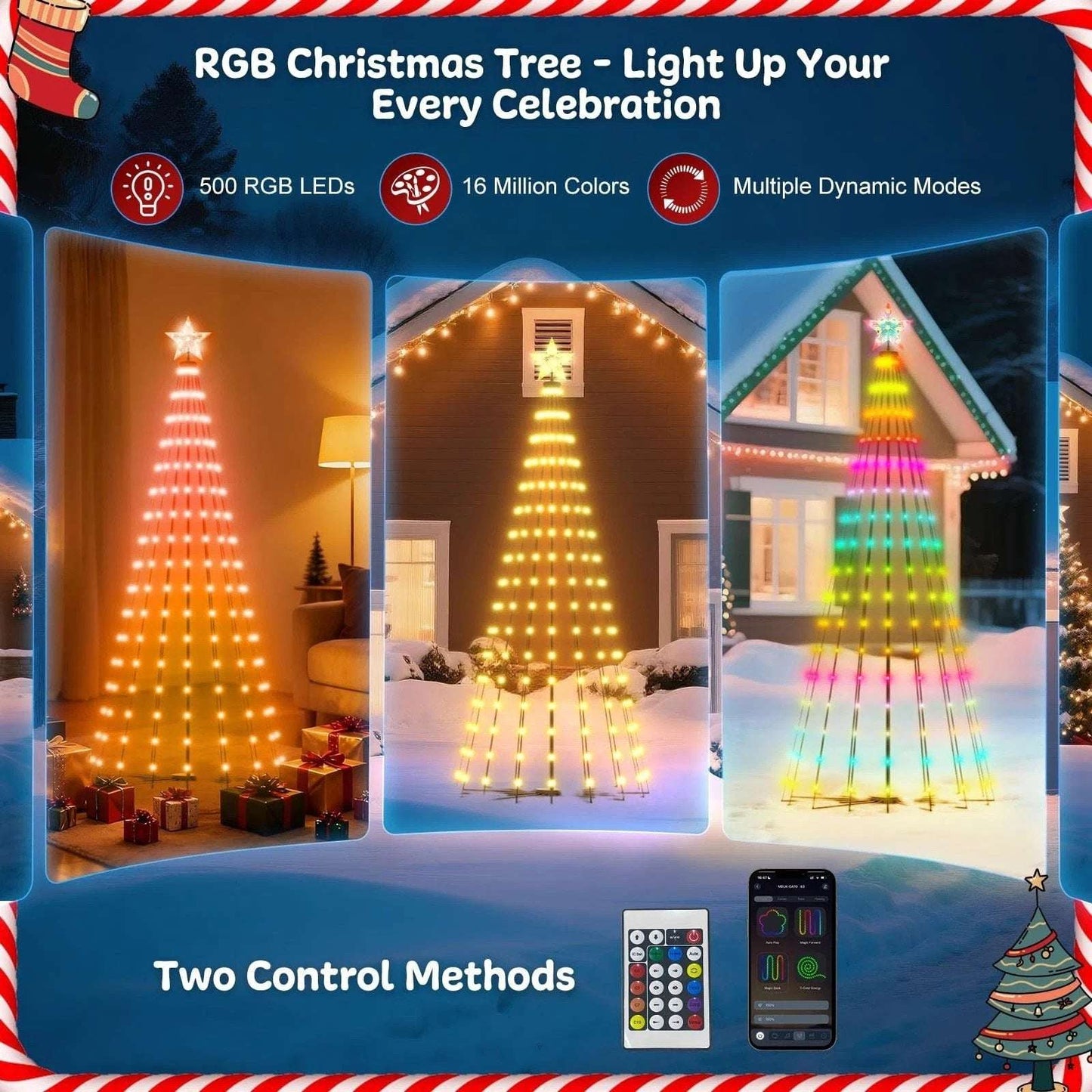 8' Smart 340 LED Christmas Tree App Control RGB Lighted Cone Music Sync DIY IP65