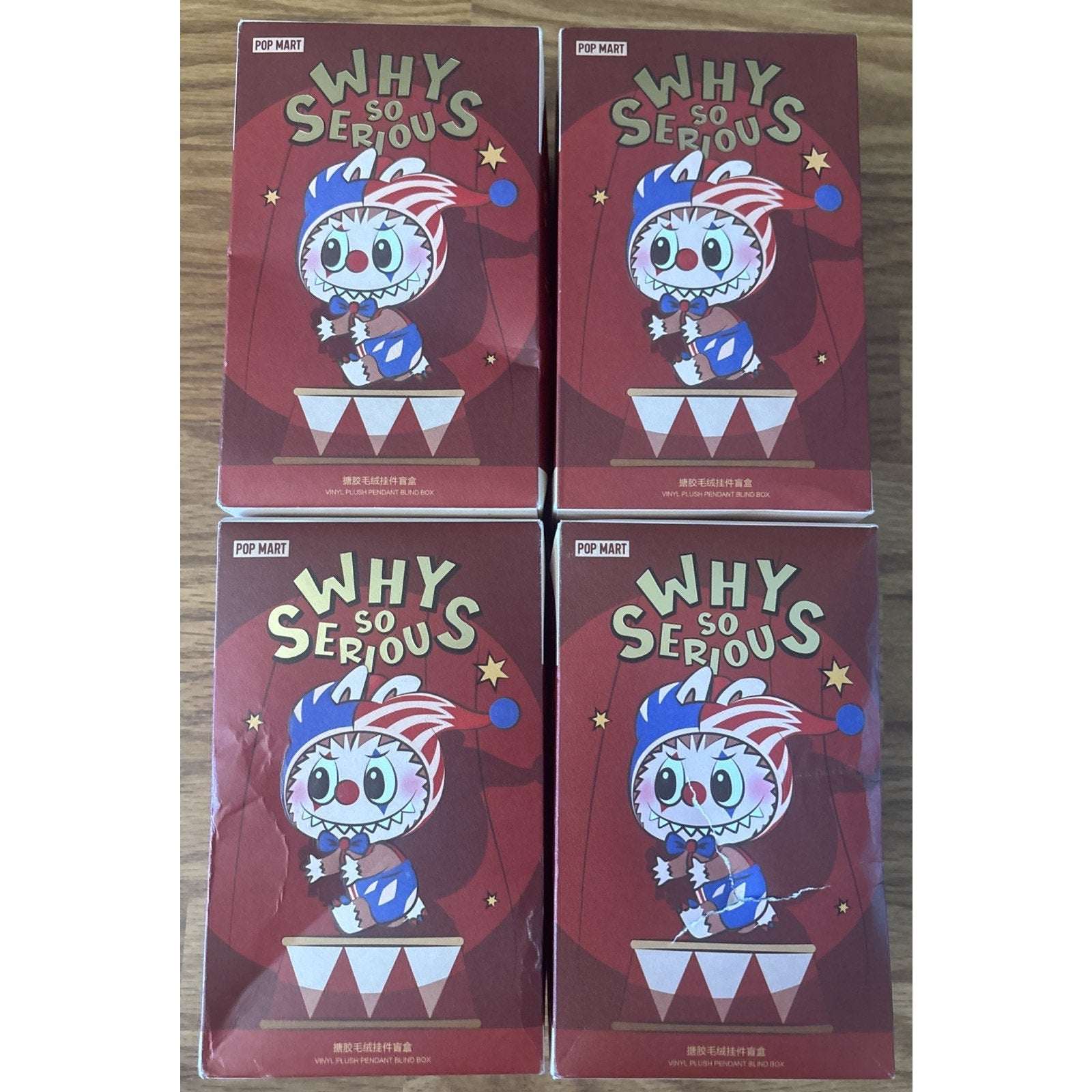 LOT of 4 100% Authentic POPMART WHY SO SERIOUS Vinyl Plush Pendant New & Sealed