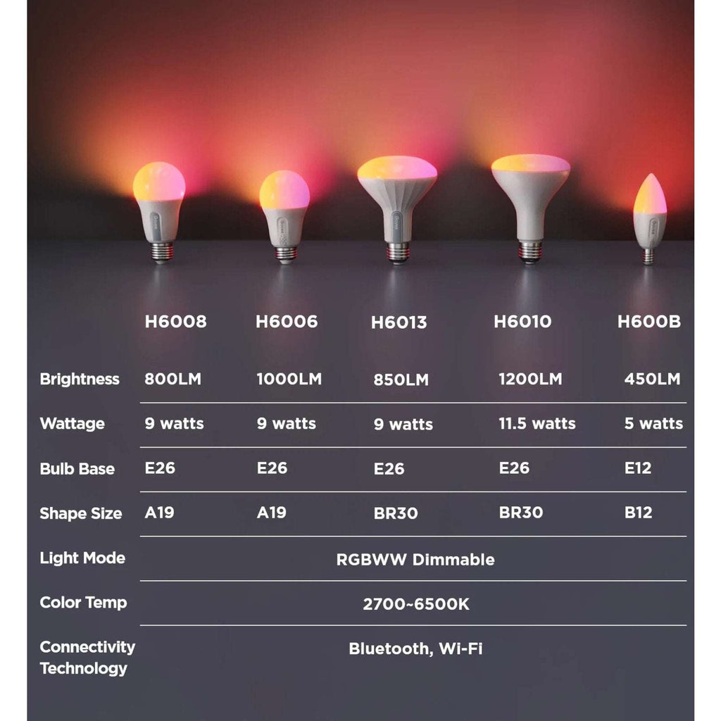 6PK Govee E12 Smart LED RGBWW Candelabra Light Bulbs Matter, Alexa, Google H600B