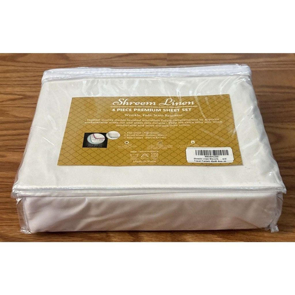 RV Bunk Camper Bed Sheet Set 42 x 80 Ivory 4PC Microfiber Wrinkle & Stain Resist