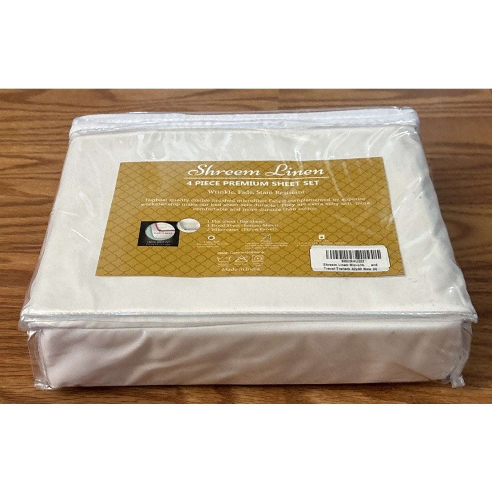 RV Bunk Camper Bed Sheet Set 42 x 80 Ivory 4PC Microfiber Wrinkle & Stain Resist
