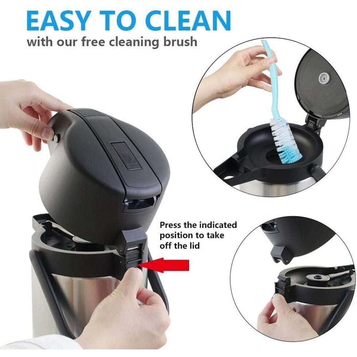 3L (102 Oz) Airpot Beverage Dispenser Insulated Coffee Carafe w/ Swivel Base