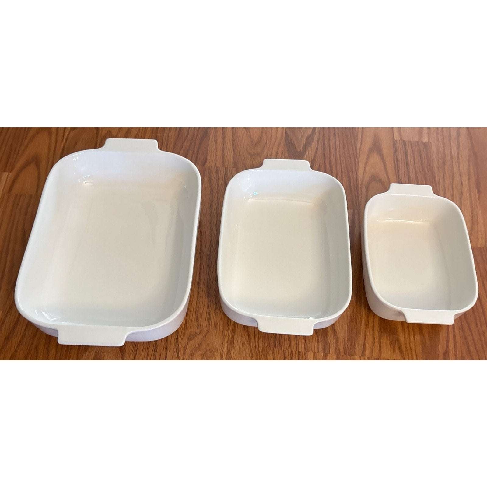 MALACASA 3PC Porcelain Casserole Baking Dish Set for Oven Ceramic Bakeware White