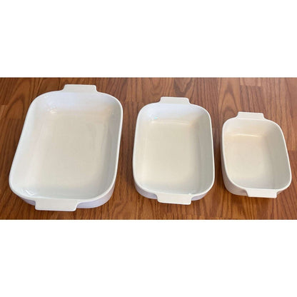 MALACASA 3PC Porcelain Casserole Baking Dish Set for Oven Ceramic Bakeware White