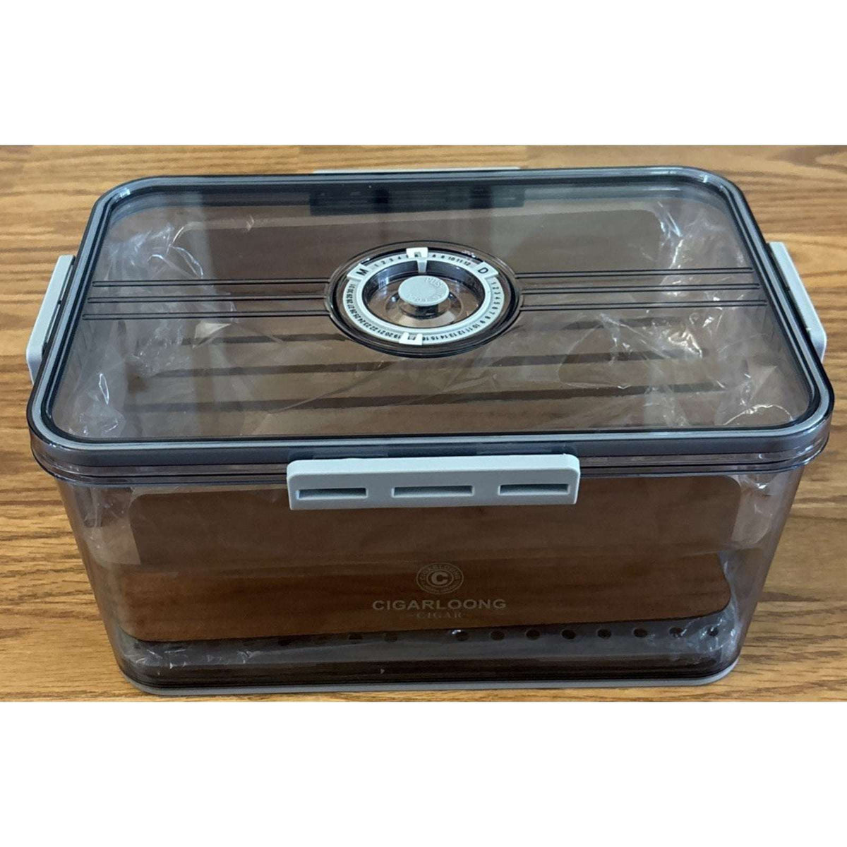 100 Cigar Humidor Clear Acrylic Spanish Cedar Shelf Age Dial Digital Hygrometer