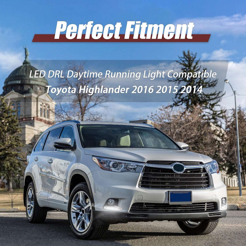 Pair DRL For Toyota Highlander 2014 2015 2016 LED Daytime Running Light Fog Lamp
