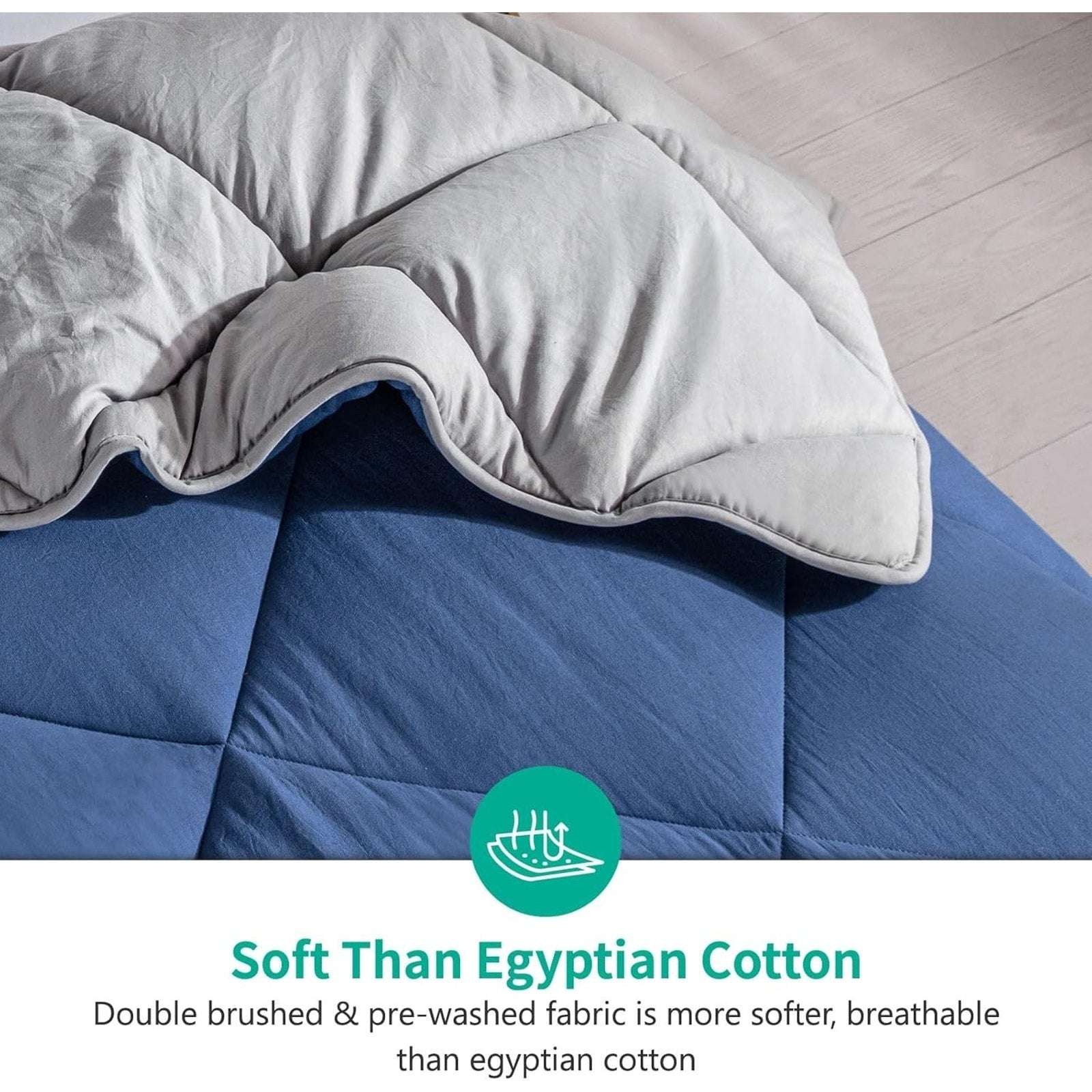 Hotel Quality Down-Alternative Comforter by APSMILE Navy/Gray Duvet Insert King
