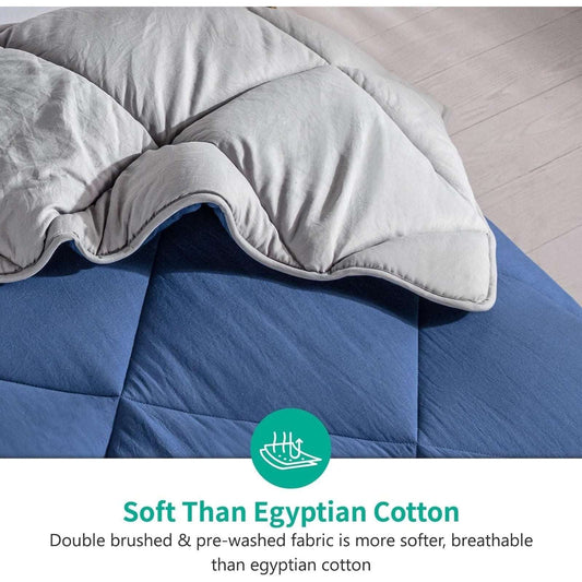 Hotel Quality Down-Alternative Comforter by APSMILE Navy/Gray Duvet Insert King