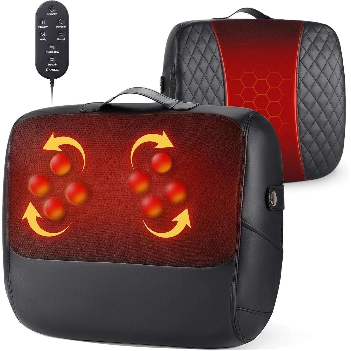 KNQZE 3-in-1 Shiatsu Back Massager Heated Lumbar Support 4D Kneading Deep Tissue