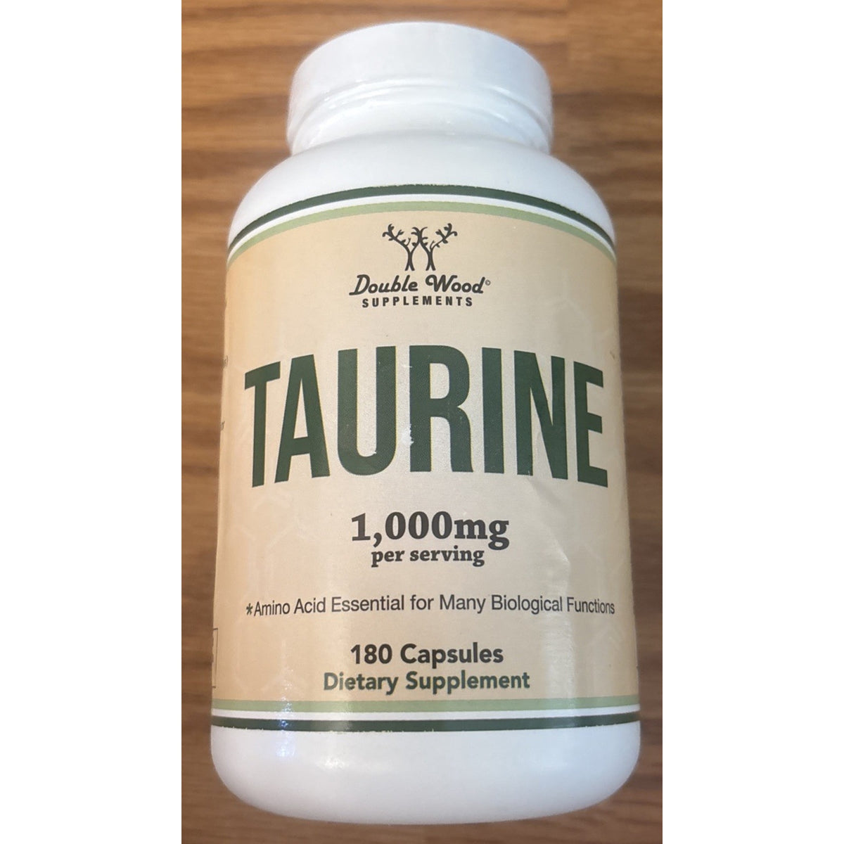 Taurine Supplement 1000mg 180 Capsules Gluten Free Non-GMO DoubleWood 02/2028