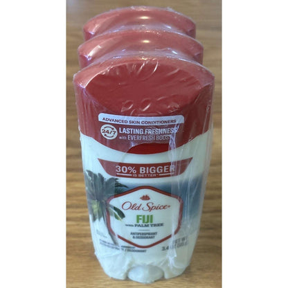 Old Spice Deodorant Fiji Scent w/ Palm Tree Fresh Collection 3.4oz PACK OF 3