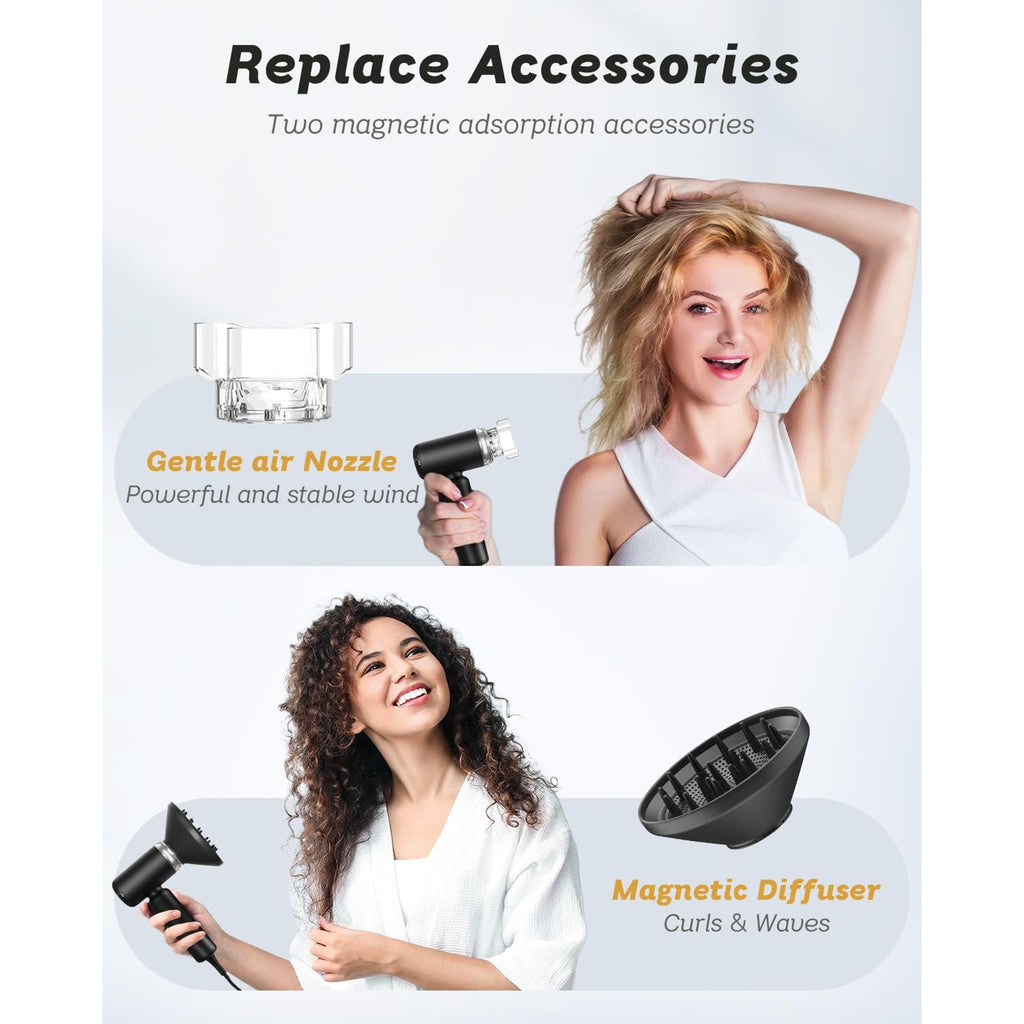 Supgaliy H5 1500W High Speed Dual Voltage Mini Hair Dryer 2 Speeds 4 Temperature