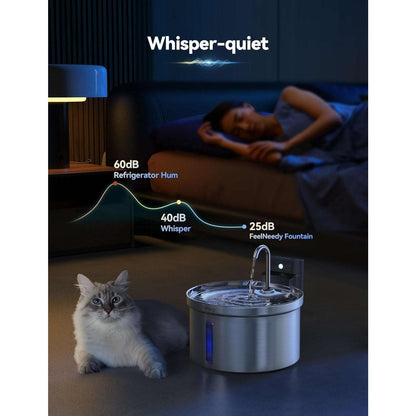 Wireless Smart Pet Cat Dog Water Fountain Rechargeable FEELNEEDY Stainless 3.5L