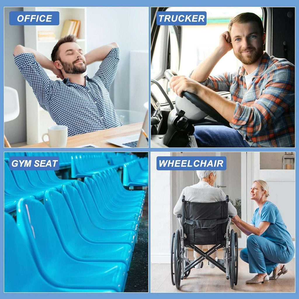 Gel Seat Cushion Long Sitting 16.5" x 14.5" x 2.4" Extra Thick Pressure Relief