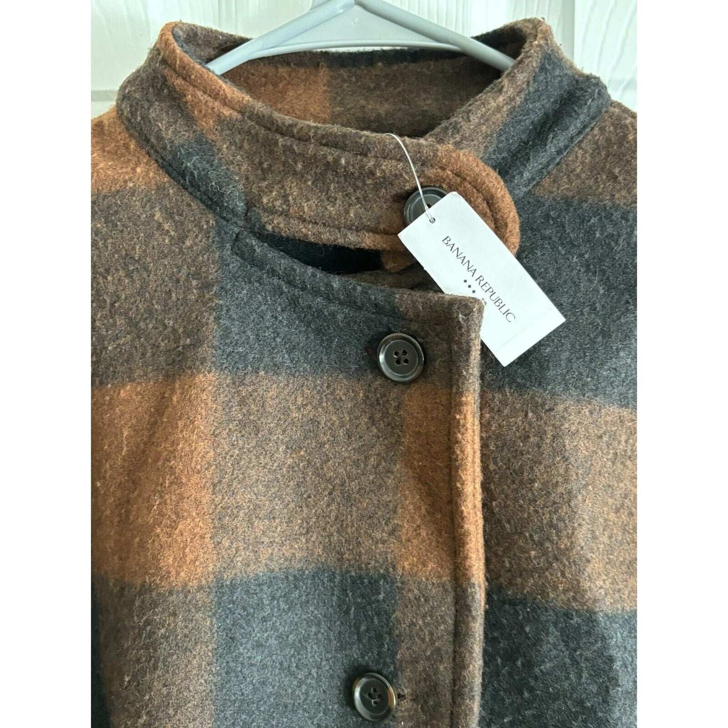 Banana Republic Womens Cinnamon & Spice Buffalo Plaid Jacket Coat Size XS NEW