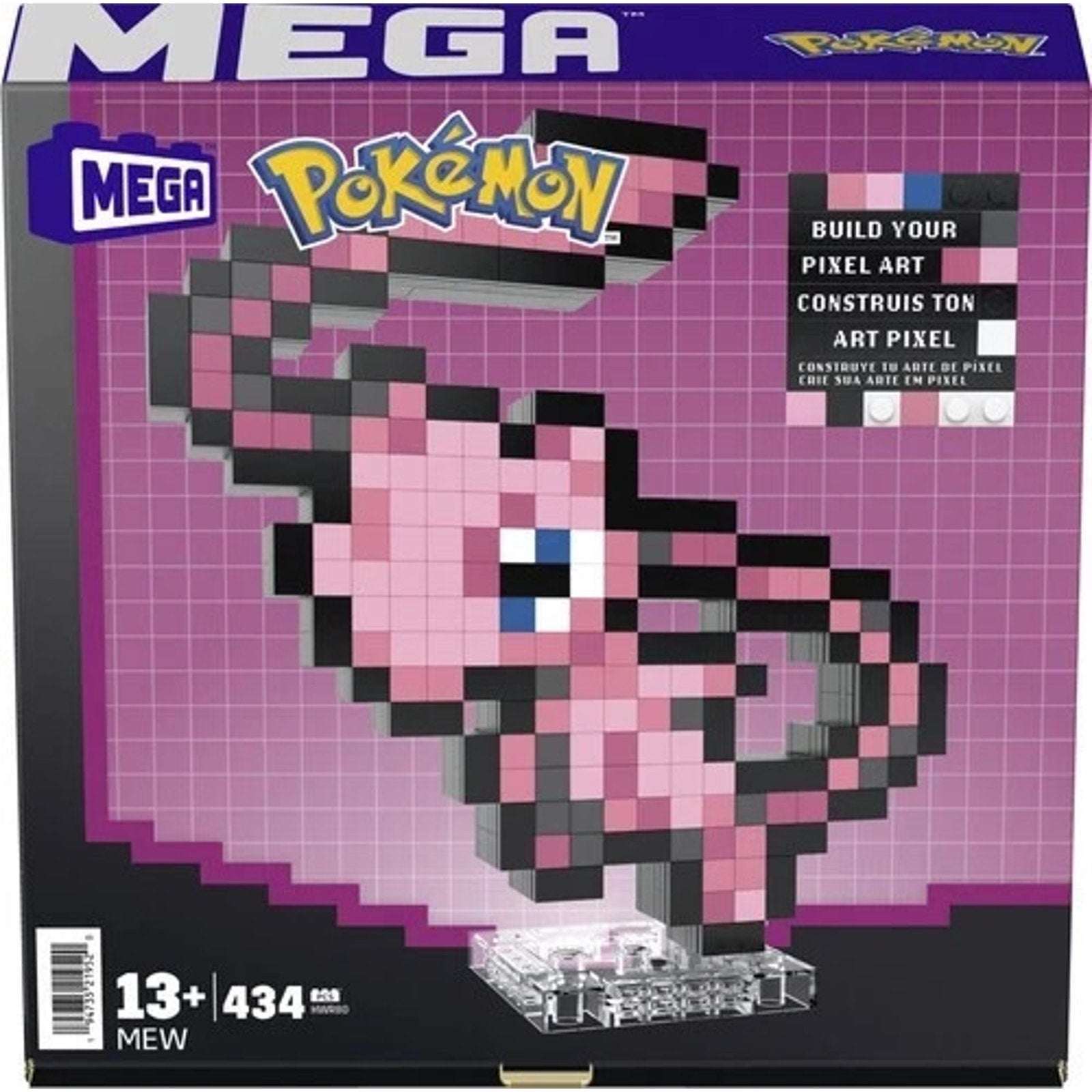 MEGA BLOKS Pokemon Mew Pixel Art 434 Piece Building Toy Set HWR80 - Retired 2025