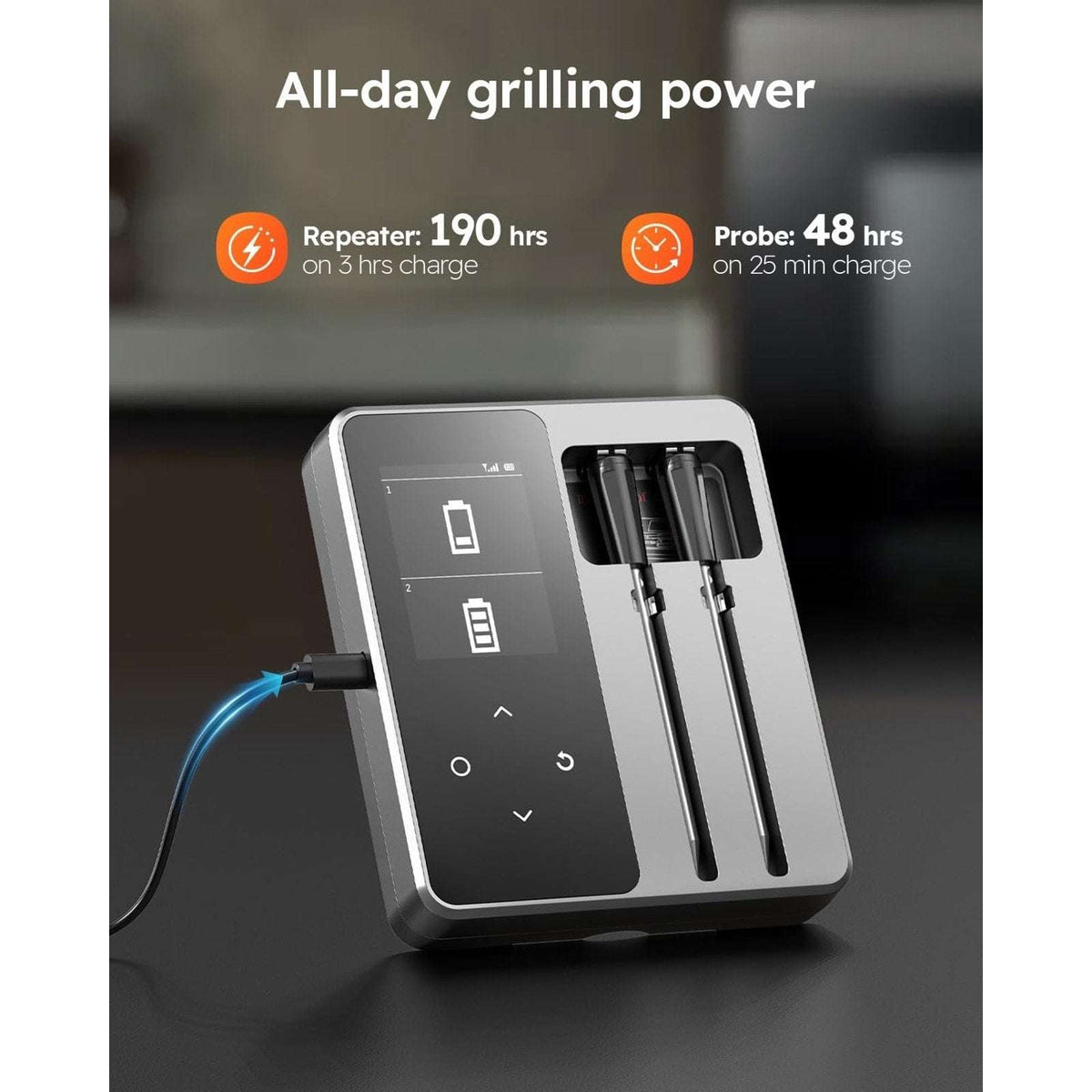 Smart Wireless BT Meat Thermometer 2 Probes 6 Sensors Instant Read App Control