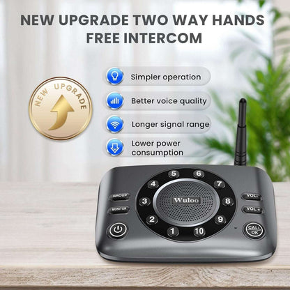 Wuloo S600-P2 Full Duplex Two Way Audio Wireless Intercom System 5280ft Range