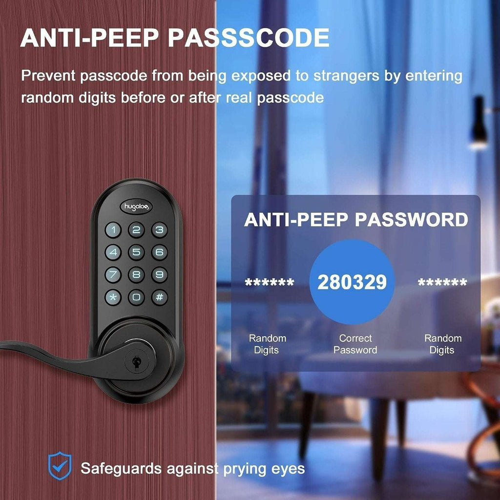 Hugolog Electronic Touchpad Digital Deadbolt Door Lock with Handle HU02 Black