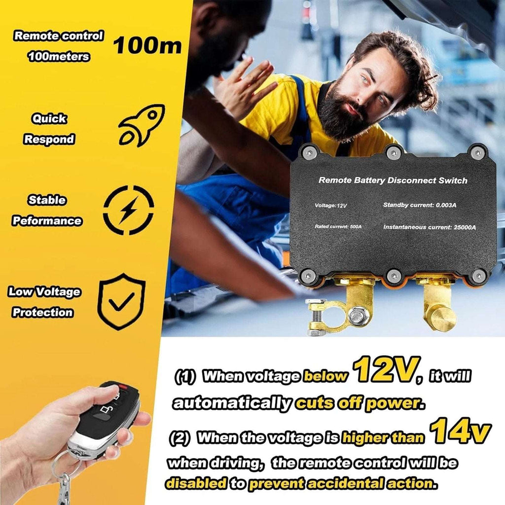 500A Remote Battery Disconnect Kill Switch 12V for Car Truck RV Heavy Duty Kit