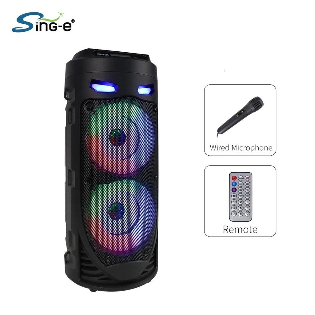 Sing-e ZQS4239S Portable Super Bass LED Speaker w/ Remote, USB/AUX, 1800mAh, Mic