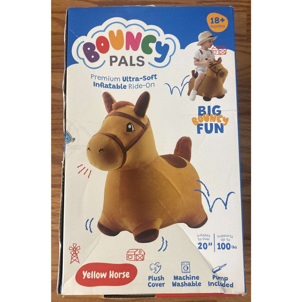 iPlay, iLearn Bouncy Pals Hopping Horse, Toddler Inflatable Plush Ride-On Toy