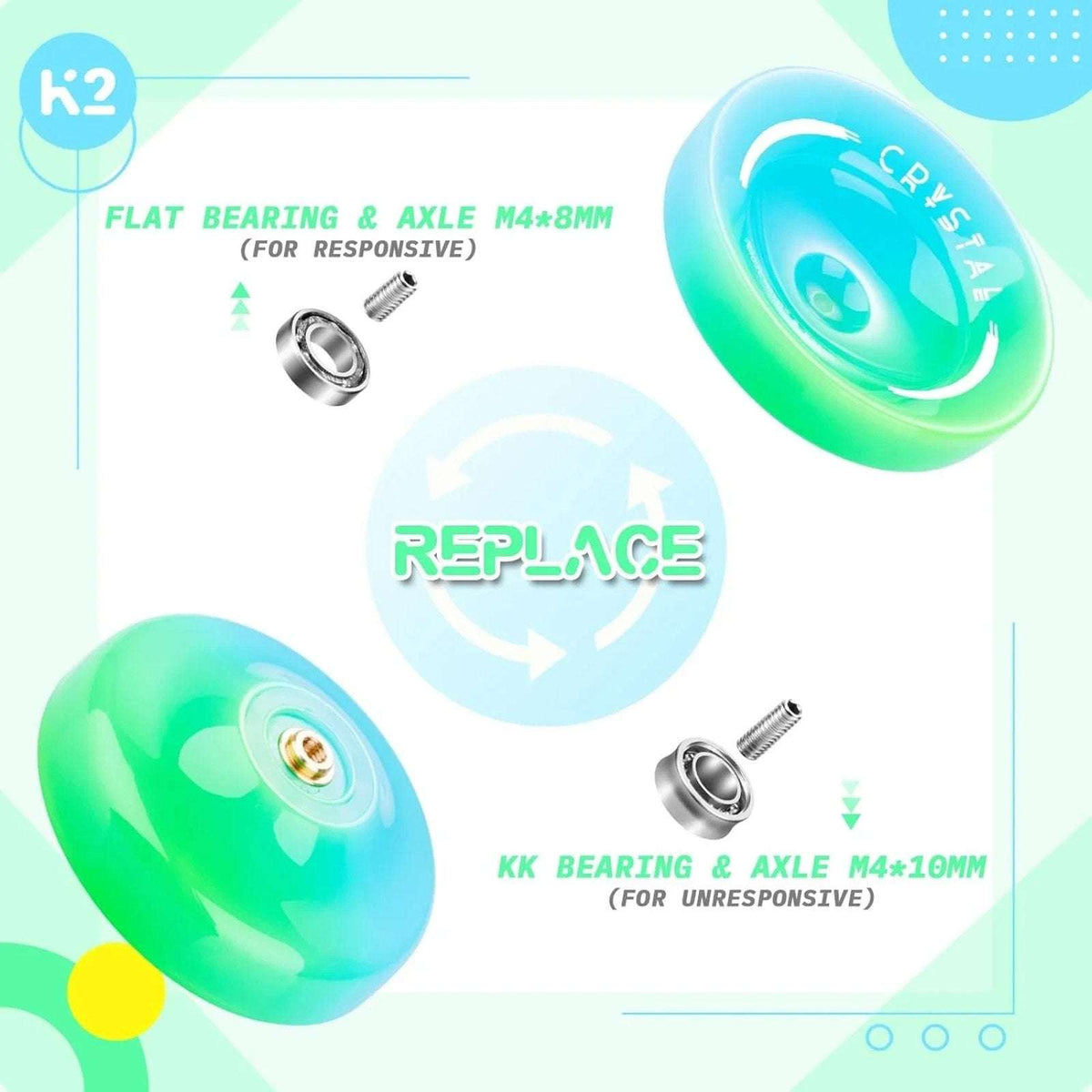MAGICYOYO Crystal K2 Professional Responsive YOYO Kit Tools & Case Blue Green