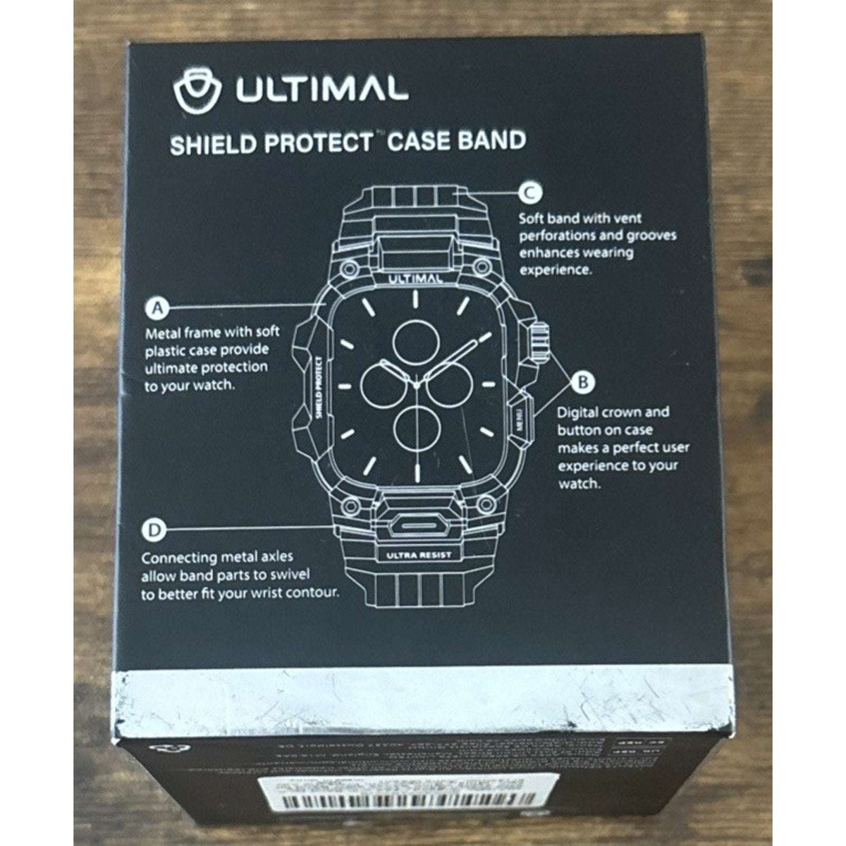 ULTIMAL Rugged Shockproof Case +Band for Apple Watch 45mm Series 9/8/7 ArmyGreen