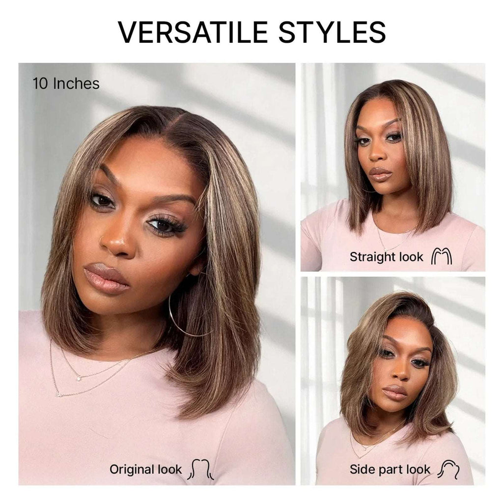 Luvme 100% Human Hair Wig 150% Density Brown/Blonde Highlights Glueless One Size