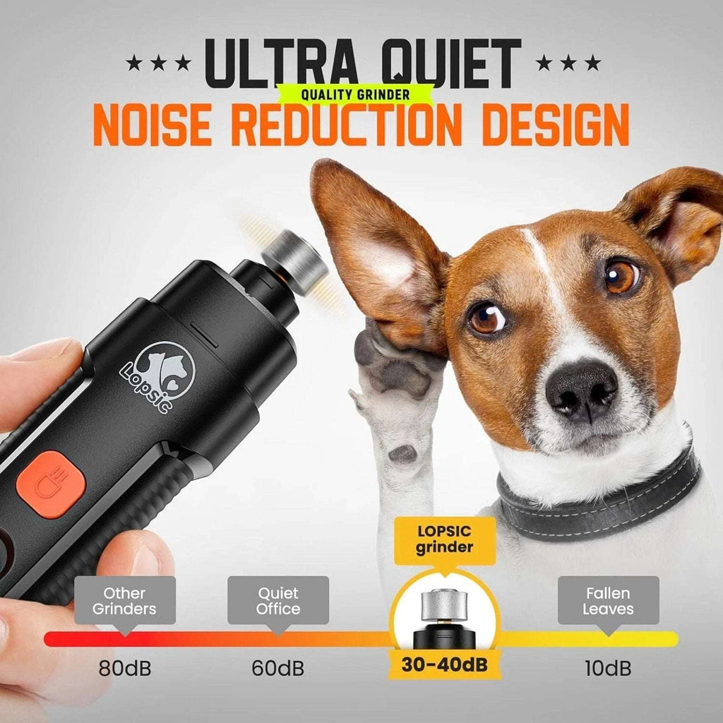 Lopsic Dog Nail Grinder Professional Electric w/ Lights Rechargeable Pet Trimmer