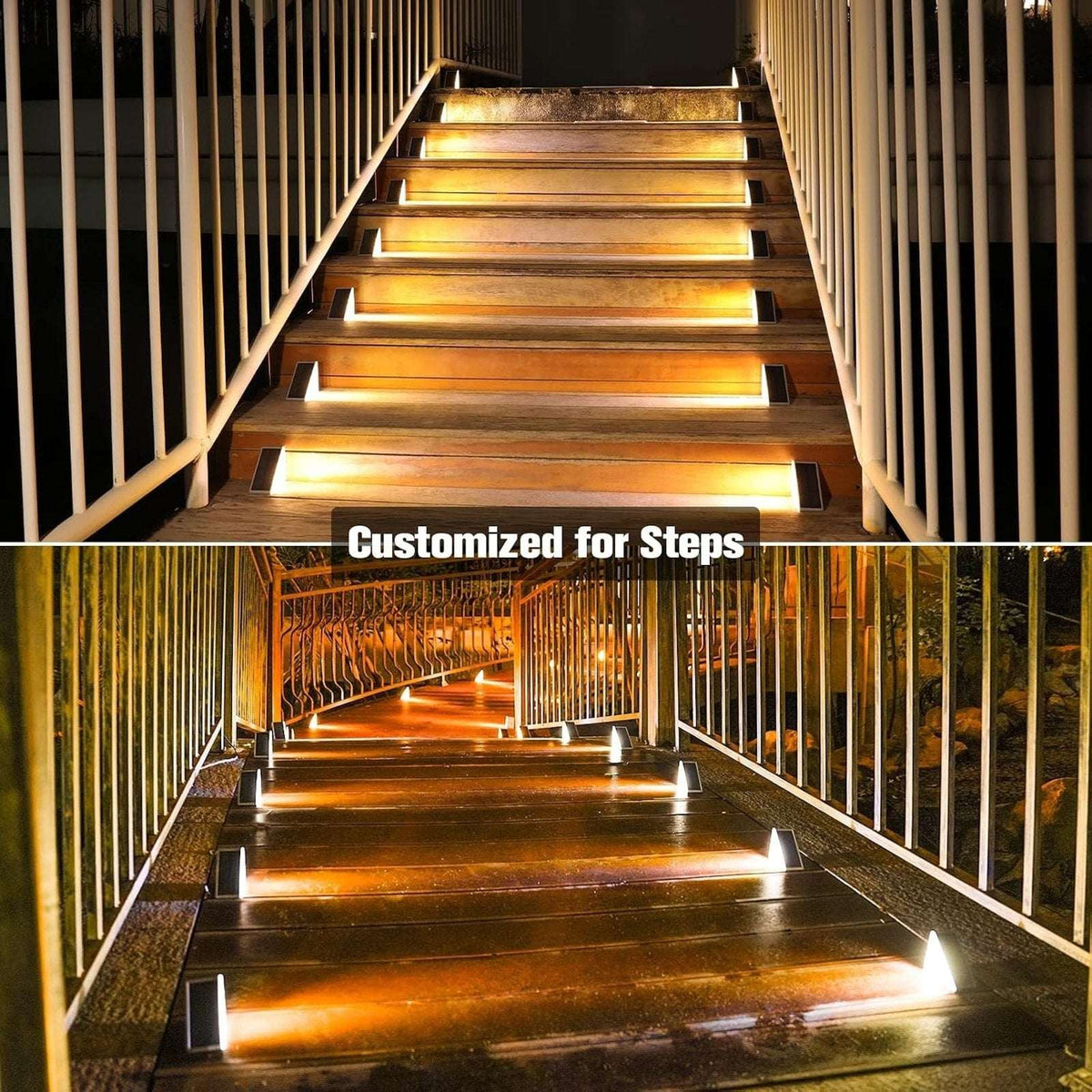 12Pk Solar Step Lights Outdoor Waterproof LED Stair Deck Yard Walkway Light Set