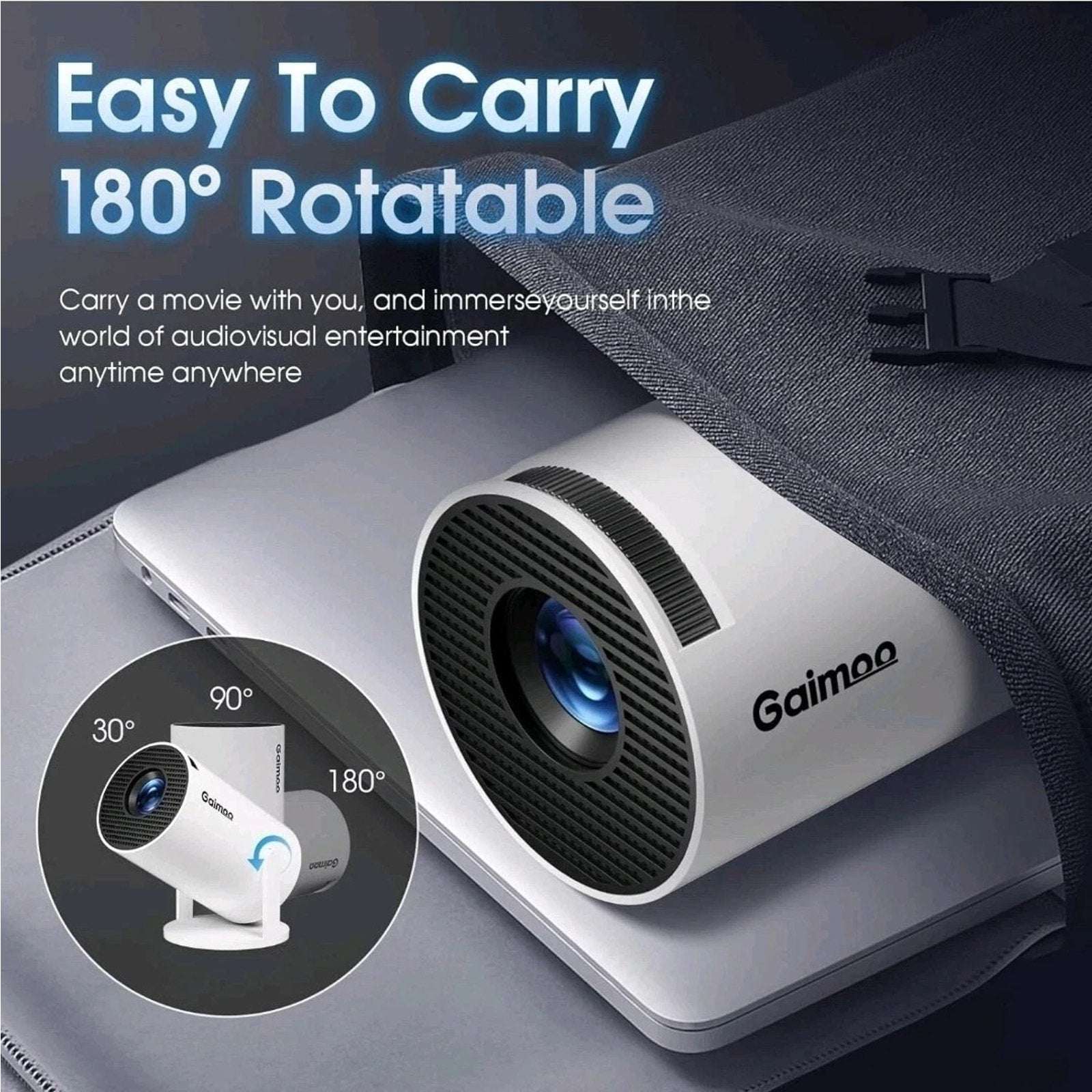 Gaimoo 1080P FHD 4K Home Theater Projector WiFi Bluetooth w Mouse, Remote Bundle