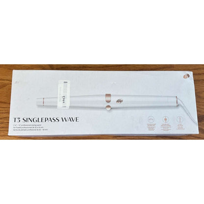 T3 Singlepass Wave 1 1/4" - 3/4" Tapered Long Barrel Curling Styling Wand - NEW