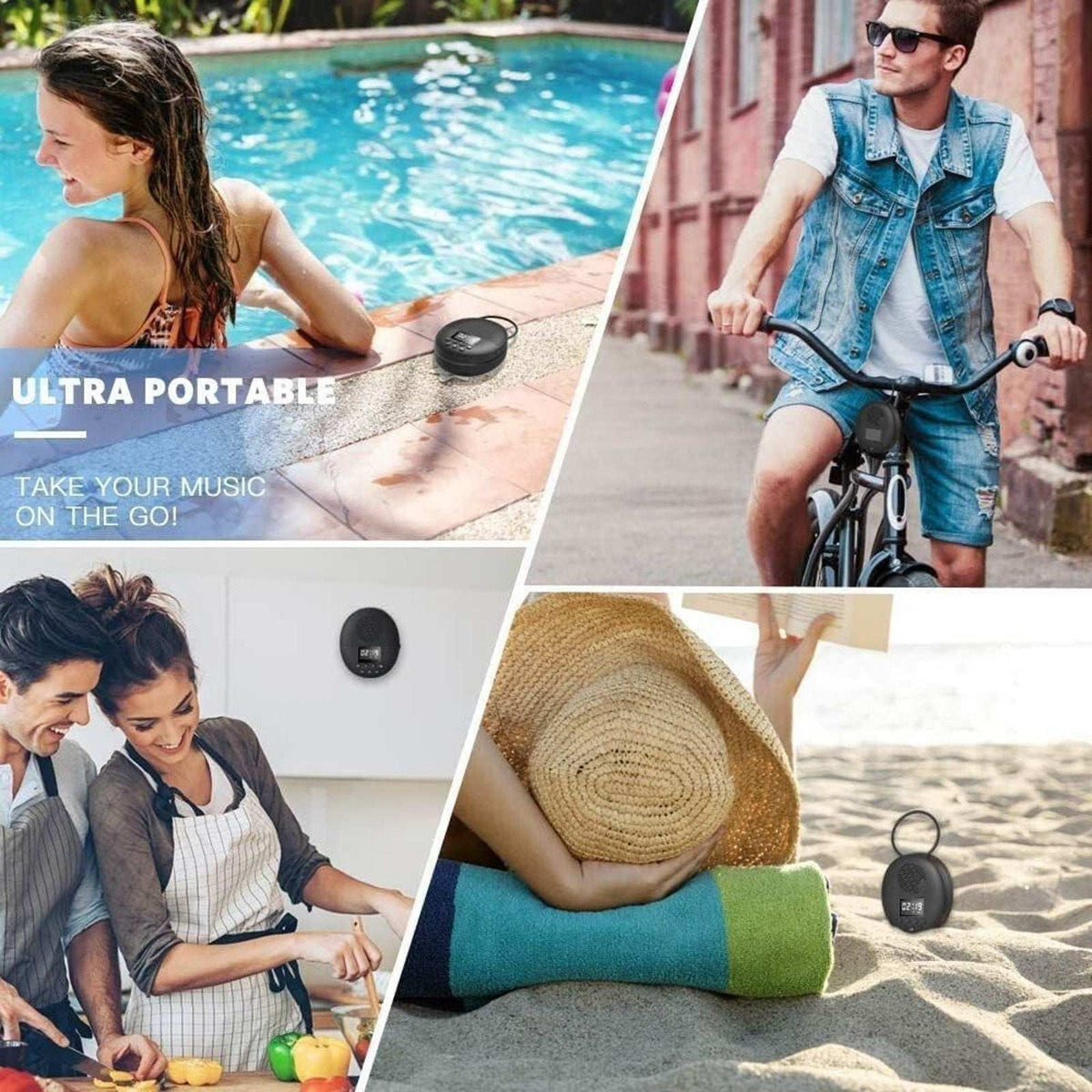 AGPTEK Bluetooth 5.0 Waterproof Wireless FM Radio Speaker Rechargeable Model S2