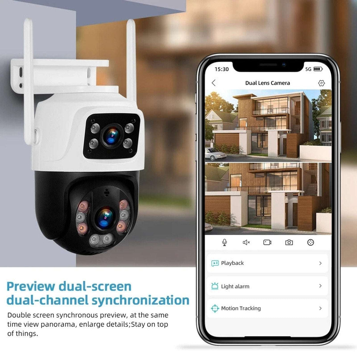 2CPU 6MP WiFi Camera Outdoor Dual Lens/Screen Auto Tracking, Night Vision, 2-Way