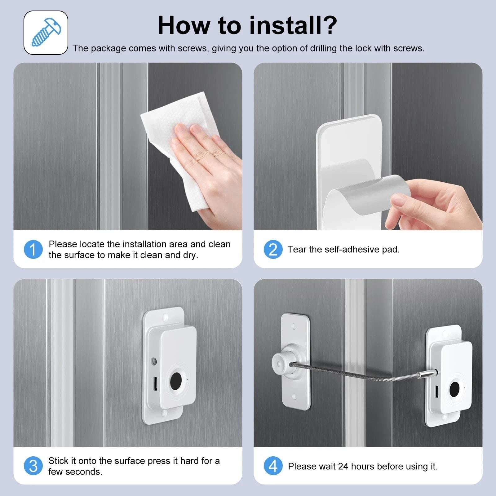 Fingerprint Fridge Lock - Child & Pet Proof Security for Drawers Balcony Doors