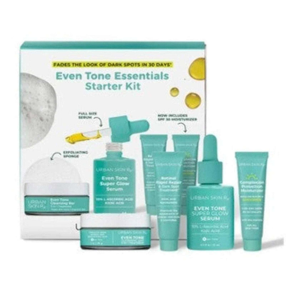 Urban Skin Rx Even Tone Essentials Starter Kit 4PC Skincare Set w/ Full SZ Serum