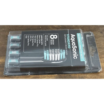 AquaSonic Replacement Brush Heads Normal & Sensitive Teeth 8 Pack Black Series+