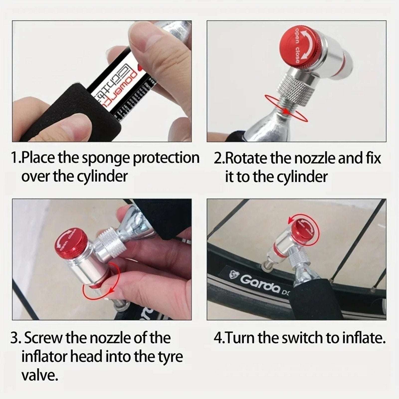 ThinkRider CO2 Bike Tire Inflator Schrader/Presta + 10PC 16g Threaded Cartridges