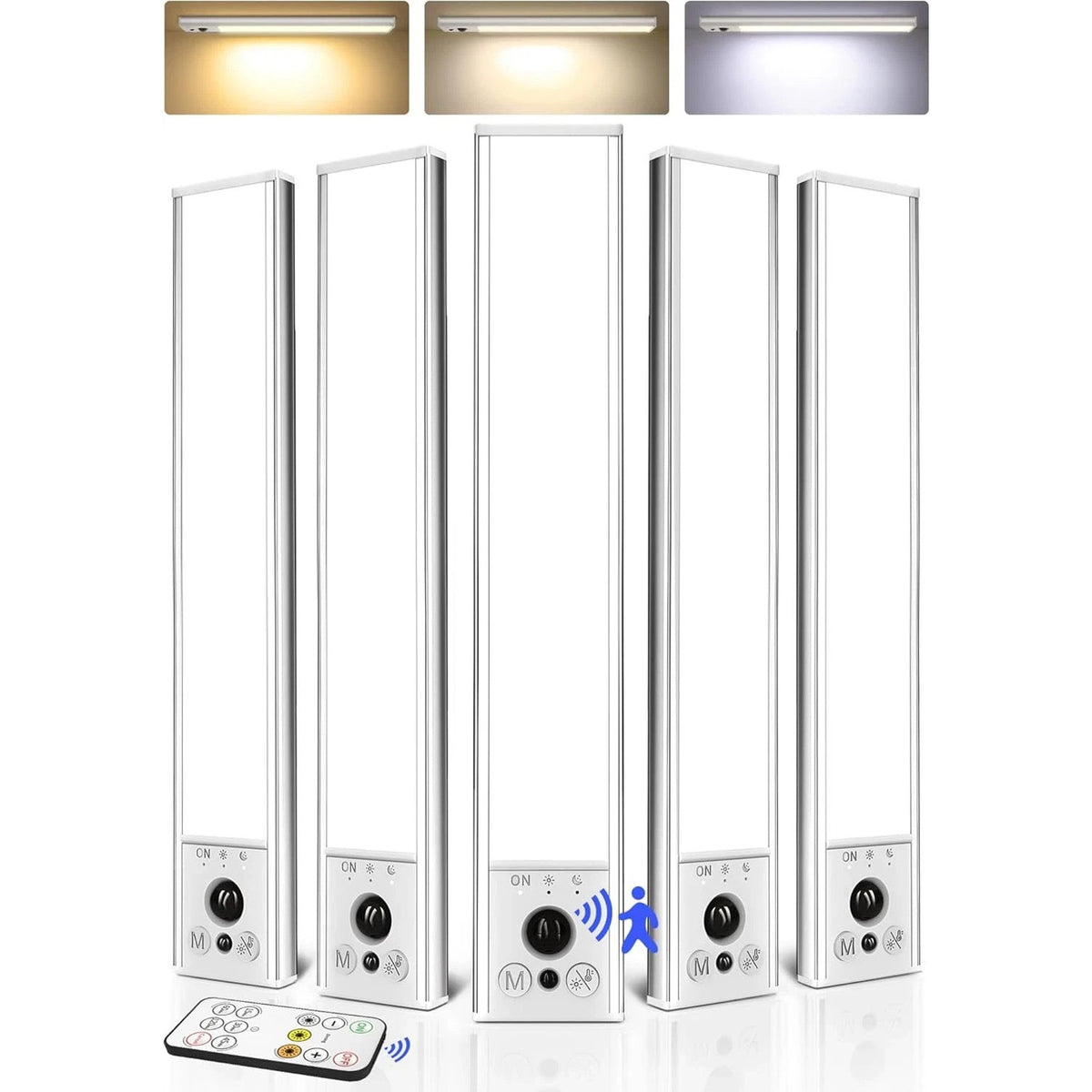EZVALO Under Cabinet Lighting, 5Pk 10-Inch Rechargeable Motion Sensor w/ Remote