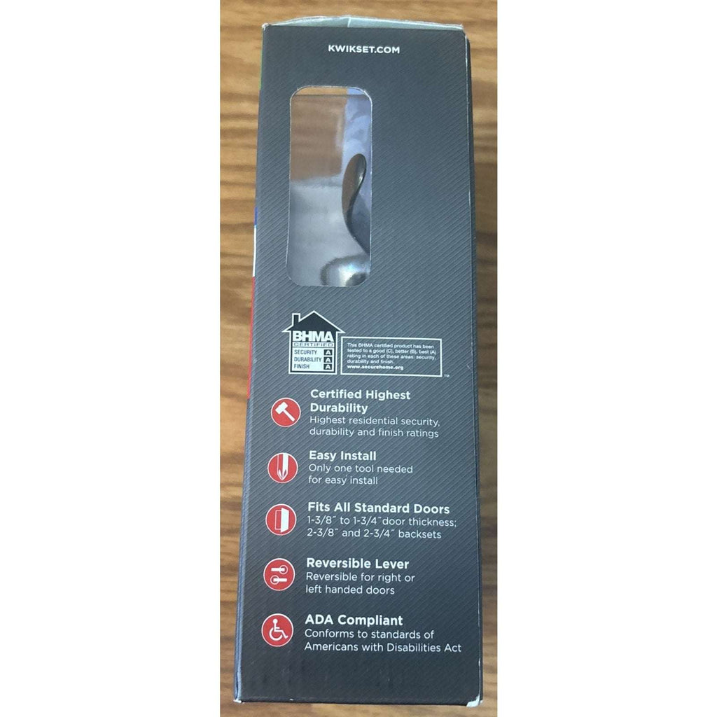 KWIKSET 97200-777 Hall/Closet Microban Tustin Passage Door Handle Satin Nickel