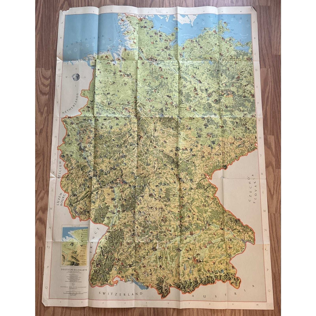 Deutsche Bildkarte, Panoramic Map and Index of Germany's Outstanding Sights
