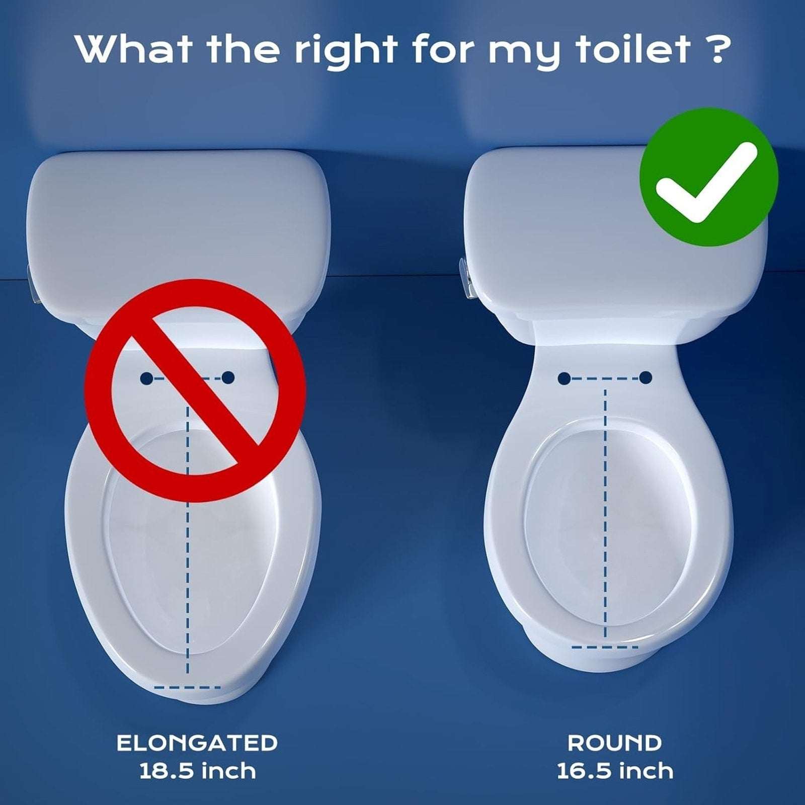 Clirass Round Bidet Toilet Seat with Quiet-Close Lid Non-Electric Dual Nozzle