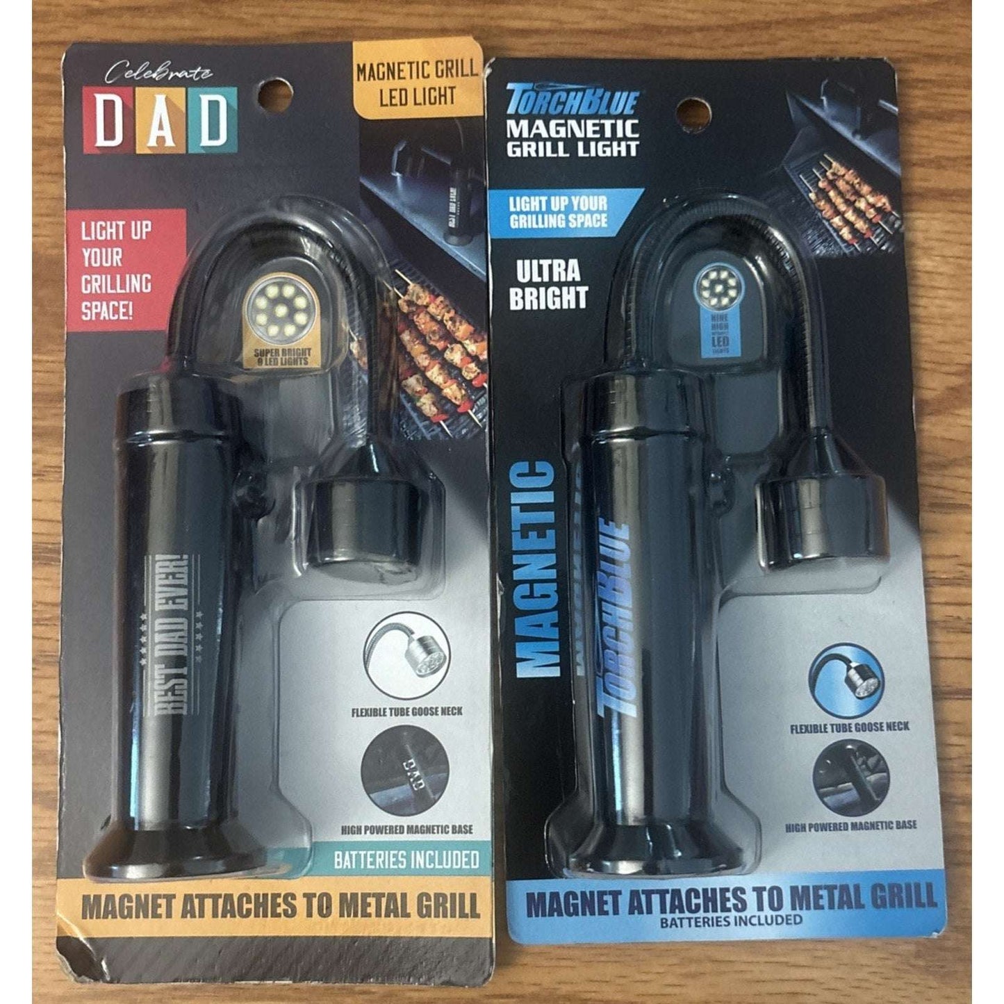 2Pk Magnetic LED BBQ Grill Light Flexible Gooseneck Hands-Free Work Lamp Battery