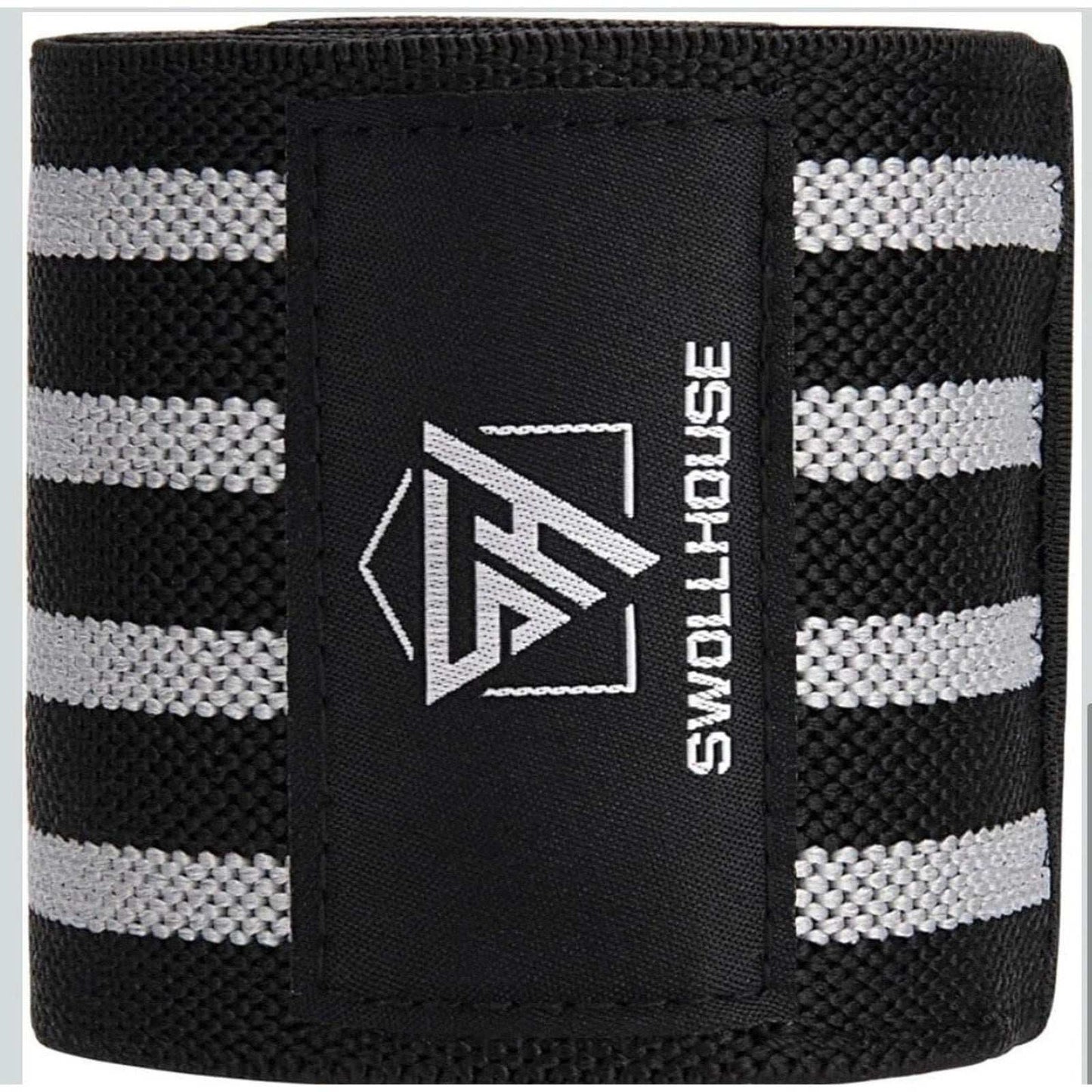 SWOLLHOUSE Knee Wraps + Wrist Wraps + Weight Lifting Straps Bundle (1 Pair Each)